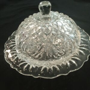 1960s Anchor Hocking Cut Glass Butter Dish